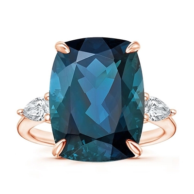 جواهرات حلقه نامزدی Soiree London Blue Topaz و Cocktail Diamond دارای گواهینامه