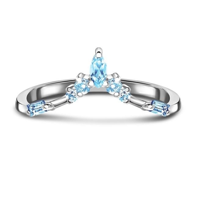 انگشتر طلای سفید 9K / 10K / 14K / 18K برش الماس زمرد طبیعی