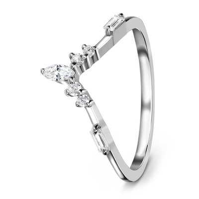 انگشتر طلای سفید 9K / 10K / 14K / 18K برش الماس زمرد طبیعی