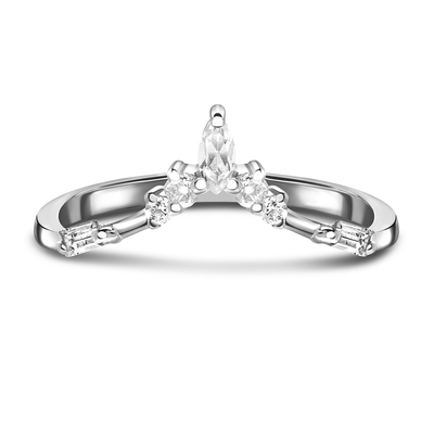 انگشتر طلای سفید 9K / 10K / 14K / 18K برش الماس زمرد طبیعی