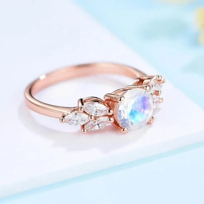 حلقه نقره ای 925 عیار طرح مد نفیس سنگ ماه