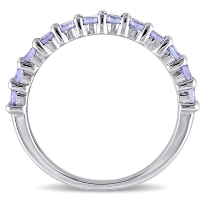 Ross-Simons 2.50 ct. t.w. تانزانیت و .20 ct. t.w. انگشتر سفید زیرکون نقره عیار