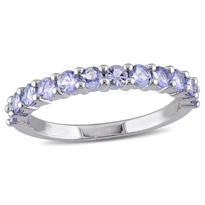 Ross-Simons 2.50 ct. t.w. تانزانیت و .20 ct. t.w. انگشتر سفید زیرکون نقره عیار