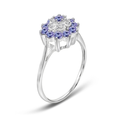 Ross-Simons 2.50 ct. t.w. تانزانیت و .20 ct. t.w. انگشتر سفید زیرکون نقره عیار