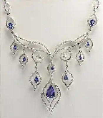 گوشواره رزگلد 14 عیار 0.61 Ctw I2/I3 تانزانیت و الماس