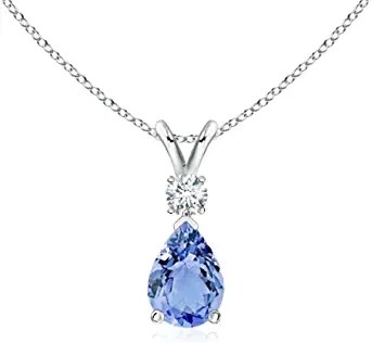 آویز یک نفره آنگارا گردنبند طبیعی تانزانیت زنانه دخترانه 14K