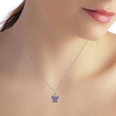 آویز یک نفره آنگارا گردنبند طبیعی تانزانیت زنانه دخترانه 14K