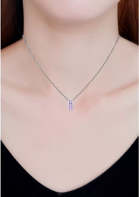 3/8 ct. t.w. گردنبند آویز نردبانی 3 سنگ آمتیست نقره عیار