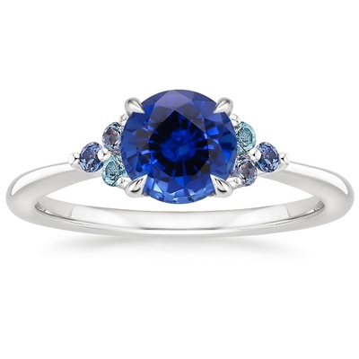 ست حلقه ملودی Sapphire Indigo با یاقوت کبود گرد آبی ممتاز 6 میلی متری