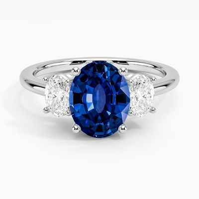 ست حلقه ملودی Sapphire Indigo با یاقوت کبود گرد آبی ممتاز 6 میلی متری