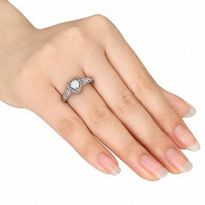 عقیق 5.0 میلی متری قلب شکل و 1/8 CT. T.W. حلقه قاب الماس نقره استرلینگ