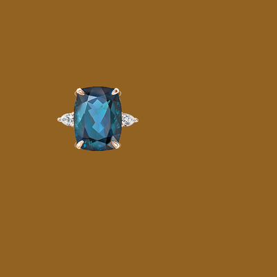 جواهرات حلقه نامزدی Soiree London Blue Topaz و Cocktail Diamond دارای گواهینامه