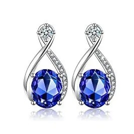 ست زیورآلات تانزانیت، گوشواره آویز حلقه نقره ای 925 عیار هاله