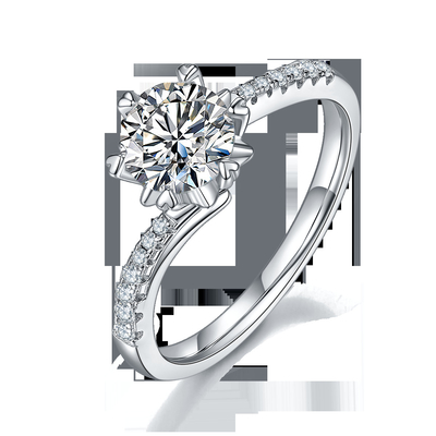 انگشتر نامزدی زنانه جواهرات 1.30CT سفید Moissanite و Sapphire Platineve CZ