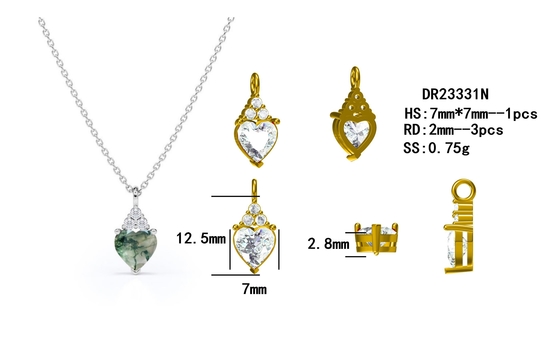 فروش گردنبند عروسی کامل عقیق زیورآلات عقیق کریستال خزه سبز 925 خام ساده