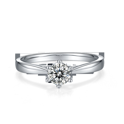 جواهرات عروسی مینیمالیستی حلقه نقره ای 9K برش گرد سفید Moissanite CZ