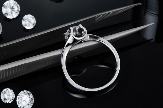 RD 4MM ذوزنقه ای سفید Moissanite 9K حلقه نقره ای CZ جواهرات عروسی مینیمالیست