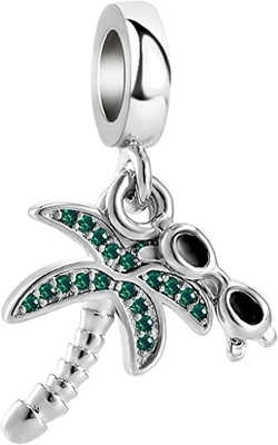 درخت نخل نارگیل جواهرات چیلی با عینک آفتابی Holiday Beach Charm سازگار با دستبند Pandora Charms