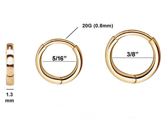 ODM Gold Huggie Hoop گوشواره , کلاسیک غضروف گرد گوشواره گل میخی OEM