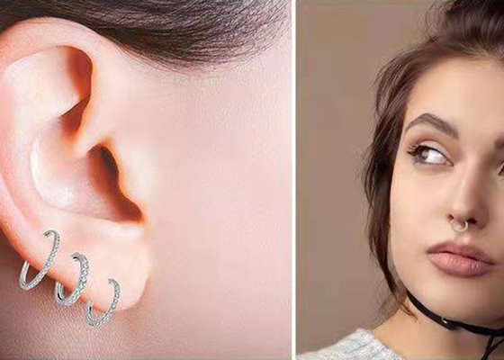 میخ بینی 9 میلی متری 11 میلی متری طلای 18 عیار، سوراخ کردن حلقه بینی با الماس طبیعی 0.14 عیار