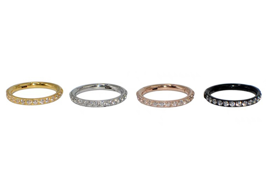 شکل حلقه کلیک کننده طلای 14 عیار لولایی با الماس 16G Pave