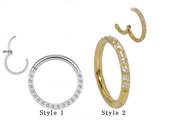 شکل حلقه کلیک کننده طلای 14 عیار لولایی با الماس 16G Pave