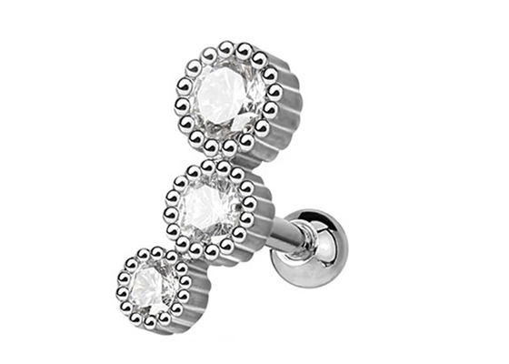 گوشواره جواهر سوراخ کننده بدن طلای استریل برای غضروف Tragus Dia 3×3mm ODM