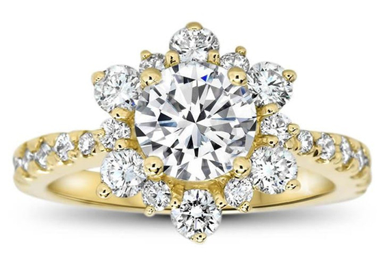 انگشتر نقره 9K الهام گرفته از دانه برف با الماس آزمایشگاهی RD6.5MM اندازه 1.0ct وزن