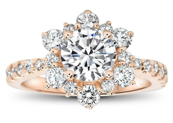 انگشتر نقره 9K الهام گرفته از دانه برف با الماس آزمایشگاهی RD6.5MM اندازه 1.0ct وزن