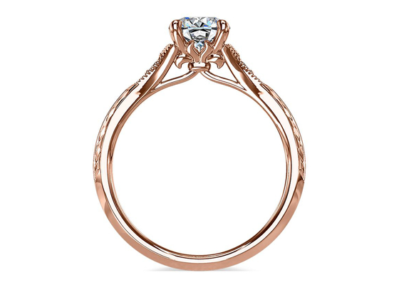 حلقه مویسانیت 14 عیار رز گلد لابراتوار رشد یافته با قطر RD6mm 0.8ct برای عروسی
