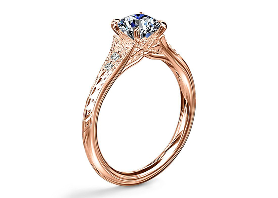 حلقه مویسانیت 14 عیار رز گلد لابراتوار رشد یافته با قطر RD6mm 0.8ct برای عروسی
