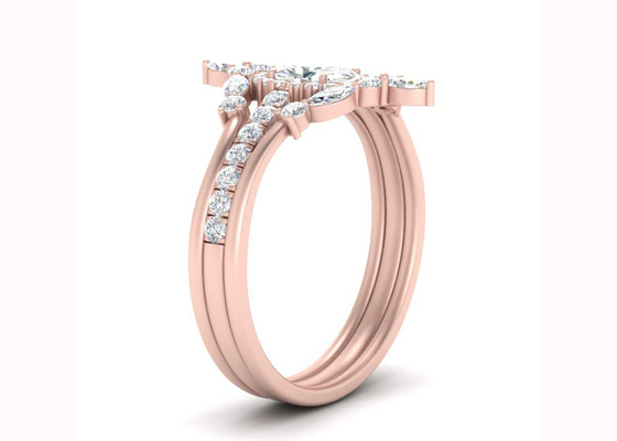 SI1 0.62CT رزگلد حلقه نامزدی هاله دو نفره برای عروس