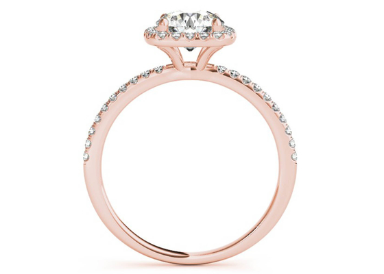 حلقه رز طلایی الماس مربع پرونگ، حلقه نامزدی هاله پنهان 0.35 CT ODM
